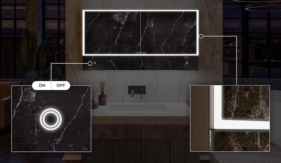 Modell Lily – elegant skåp med belysning och hyllor | ARTFORMA