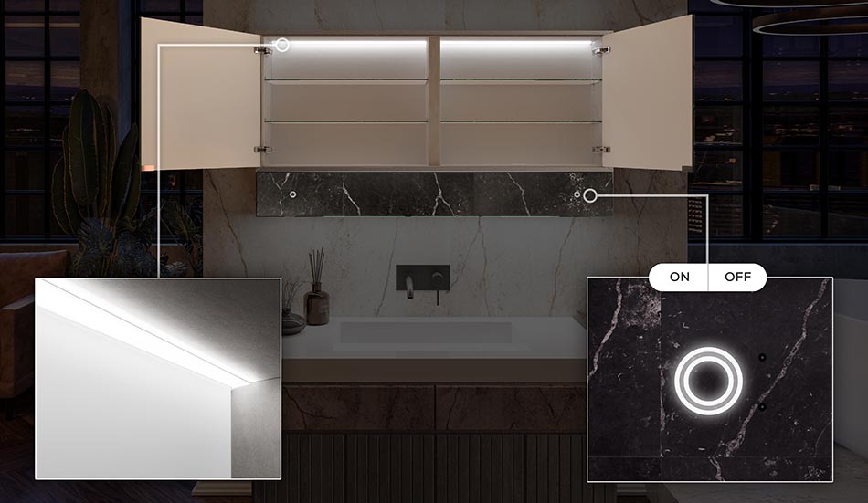 LED belysning inne i skåpet