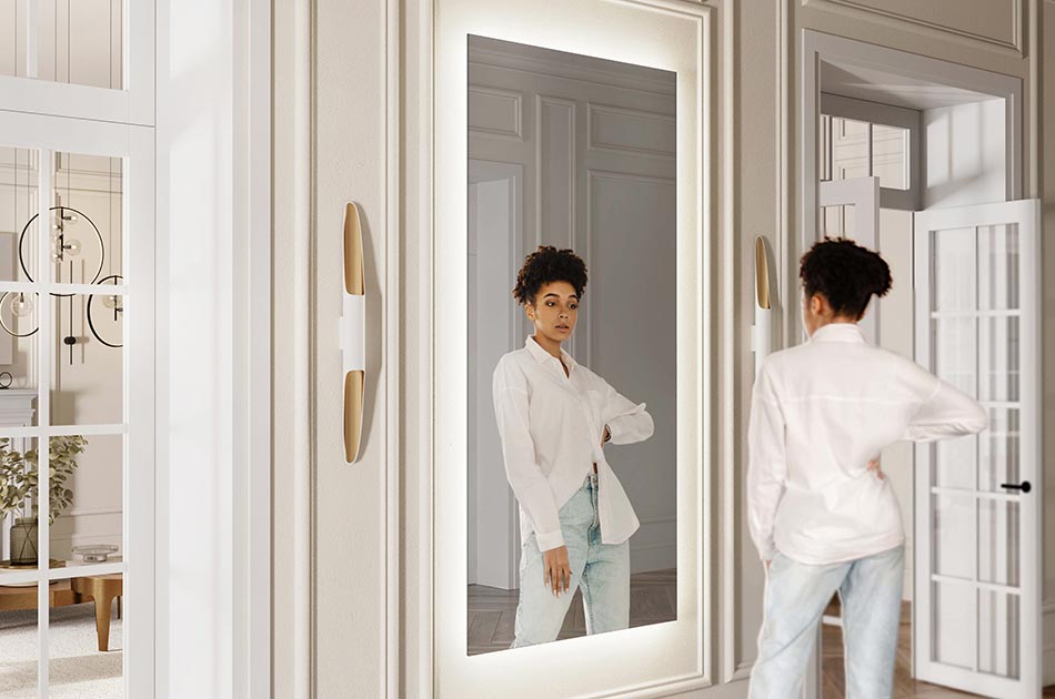 De mest sublima speglarna i vår samling är släta, genomskinliga rutor utan ram. Spegelns känsliga former kommer att ge en lätthet till alla badrum, och tack vare deras dekorativitet skapar du en unik atmosfär i den. Den snygga LED-belysningen lämnar ett fint ljus på väggen och exponerar spegeln på ett fantastiskt sätt.