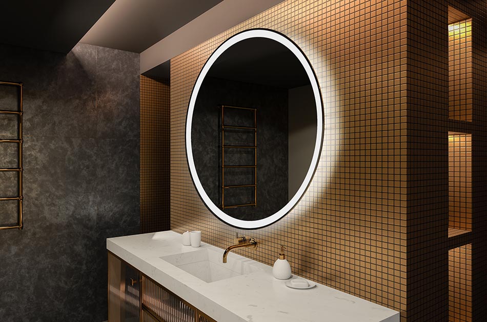 Runt LED-spegel med bakgrundsbelysning, perfekt för en stämningsfull inredning | ARTFORMA