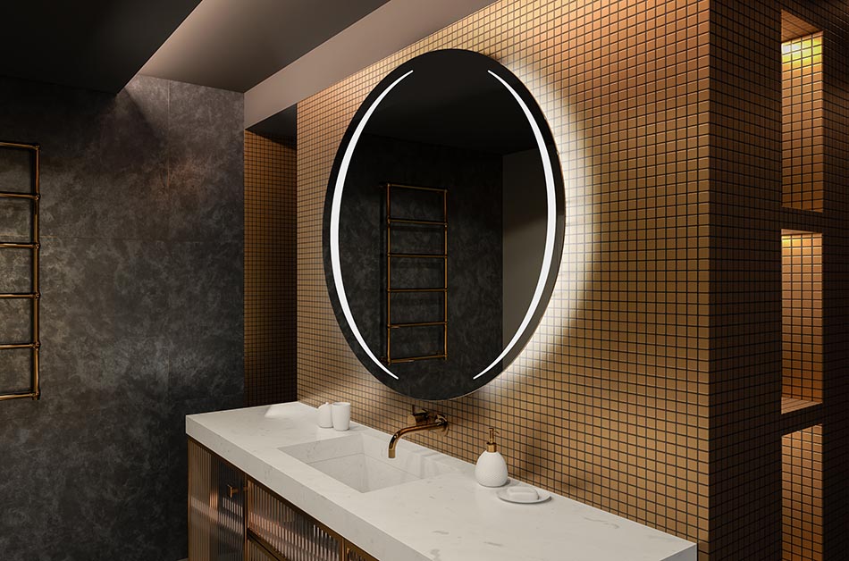 Runt LED-spegel med bakgrundsbelysning, perfekt för en stämningsfull inredning | ARTFORMA