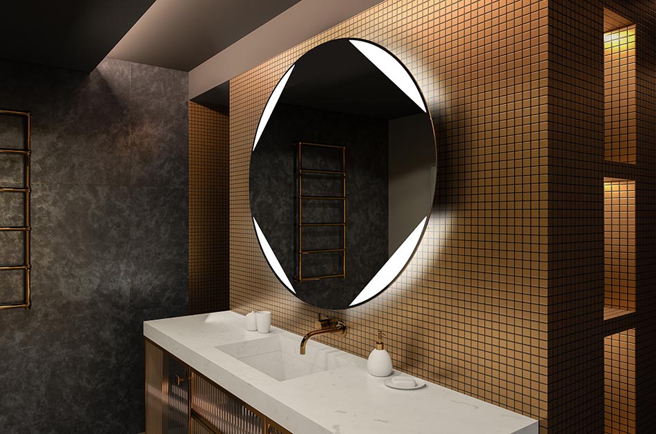 Runt LED-spegel med bakgrundsbelysning, perfekt för en stämningsfull inredning | ARTFORMA