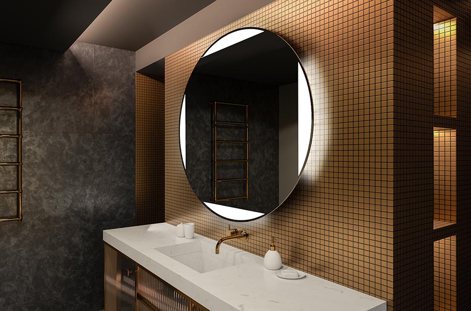 Runt LED-spegel med bakgrundsbelysning, perfekt för en stämningsfull inredning | ARTFORMA