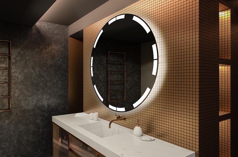 Runt LED-spegel med bakgrundsbelysning, perfekt för en stämningsfull inredning | ARTFORMA