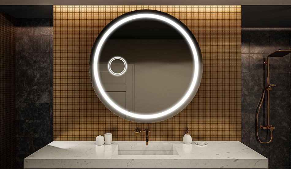 Runt LED-spegel med ambientbelysning och bakgrundsbelysning för badrummet | ARTFORMA