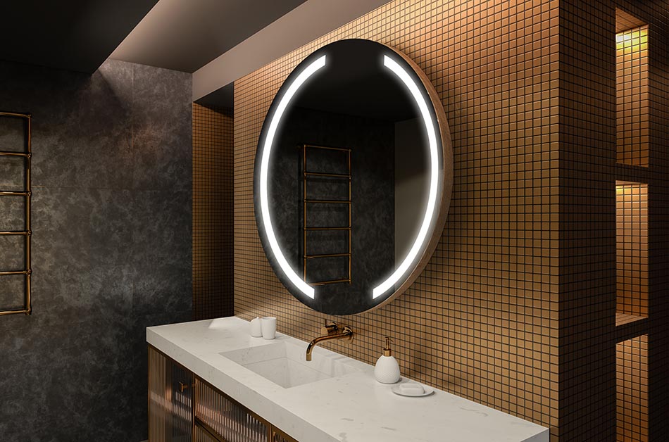 Modernt runt spegel med mjukt LED-ljus i premiumstil | ARTFORMA