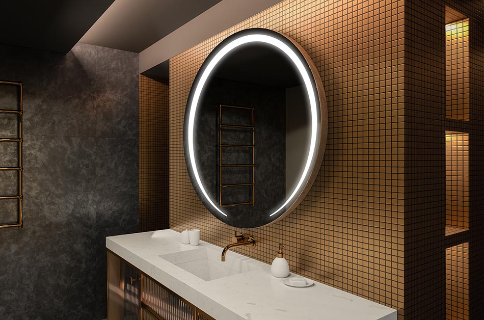 Modernt runt spegel med mjukt LED-ljus i premiumstil | ARTFORMA