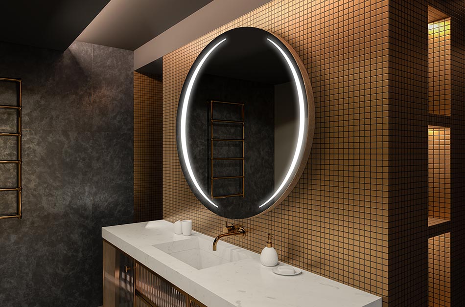 Modernt runt spegel med mjukt LED-ljus i premiumstil | ARTFORMA