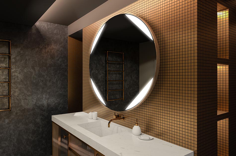 Modernt runt spegel med mjukt LED-ljus i premiumstil | ARTFORMA