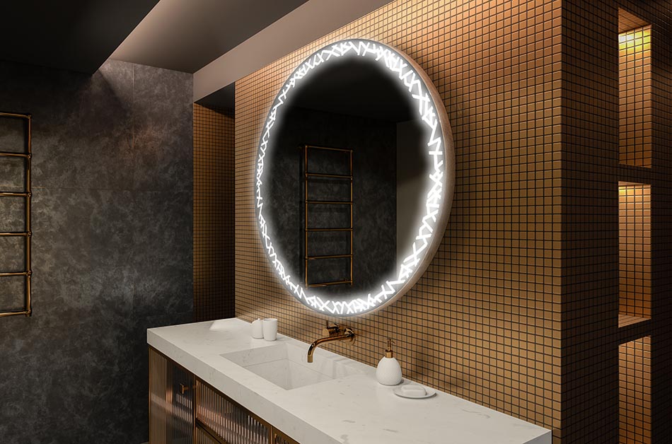 Modernt runt spegel med mjukt LED-ljus i premiumstil | ARTFORMA