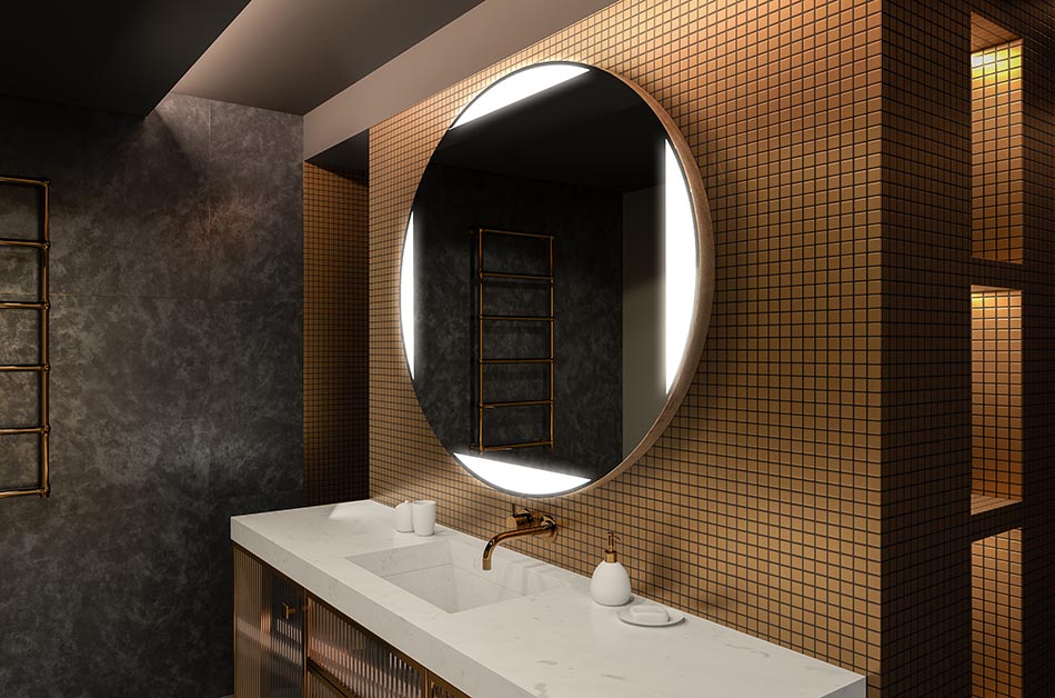 Modernt runt spegel med mjukt LED-ljus i premiumstil | ARTFORMA