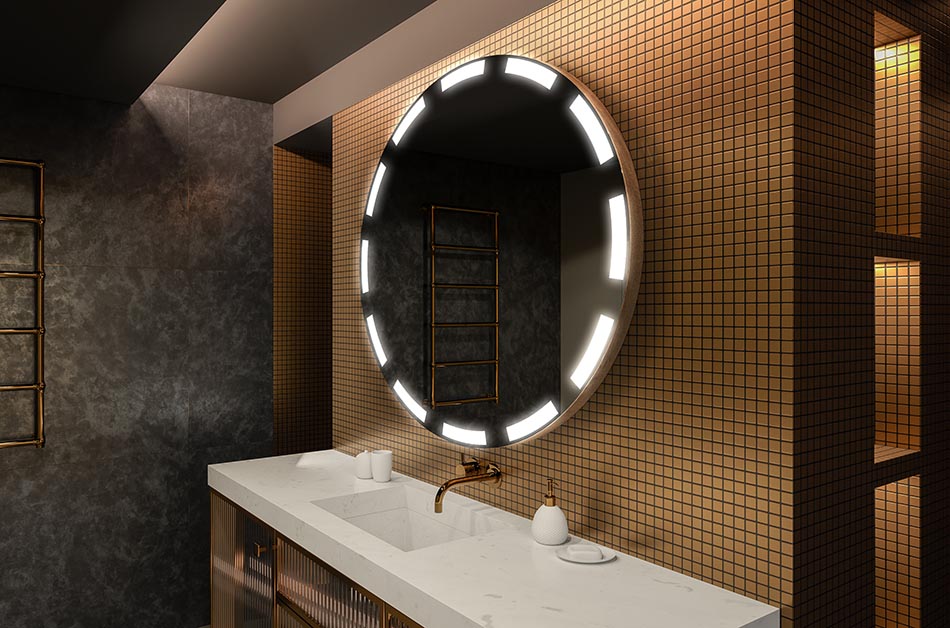 Modernt runt spegel med mjukt LED-ljus i premiumstil | ARTFORMA