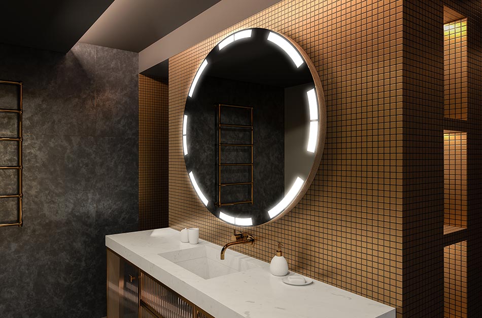 Modernt runt spegel med mjukt LED-ljus i premiumstil | ARTFORMA