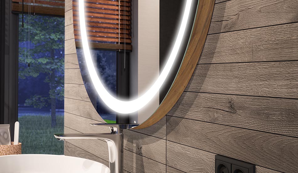 Runt LED-spegel med ambient-effekt och elegant diffust ljus | ARTFORMA