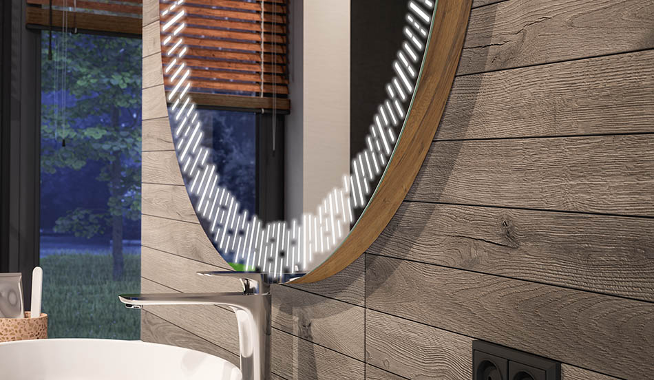 Runt LED-spegel med ambient-effekt och elegant diffust ljus | ARTFORMA