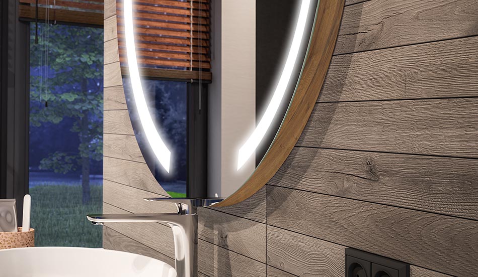 Runt LED-spegel med ambient-effekt och elegant diffust ljus | ARTFORMA