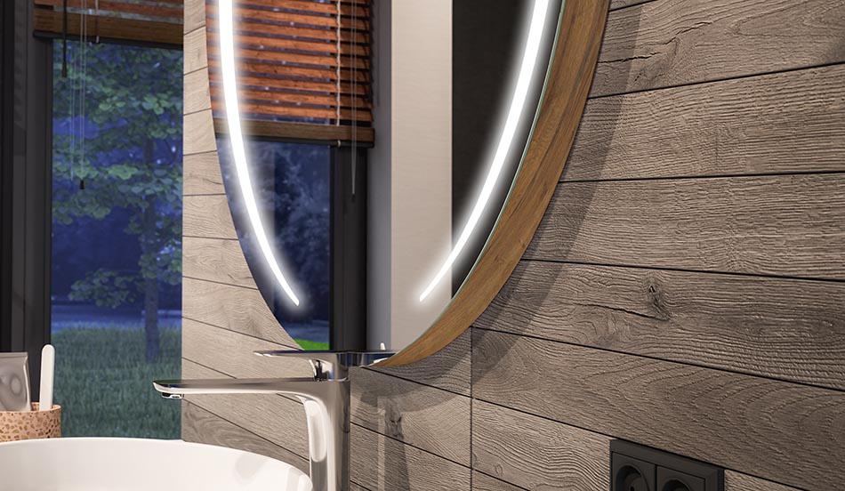 Runt LED-spegel med ambient-effekt och elegant diffust ljus | ARTFORMA