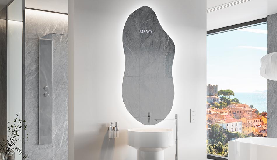 Oregelbundet spegel med mjukt omgivningsbelysning för eleganta interiörer | ARTFORMA