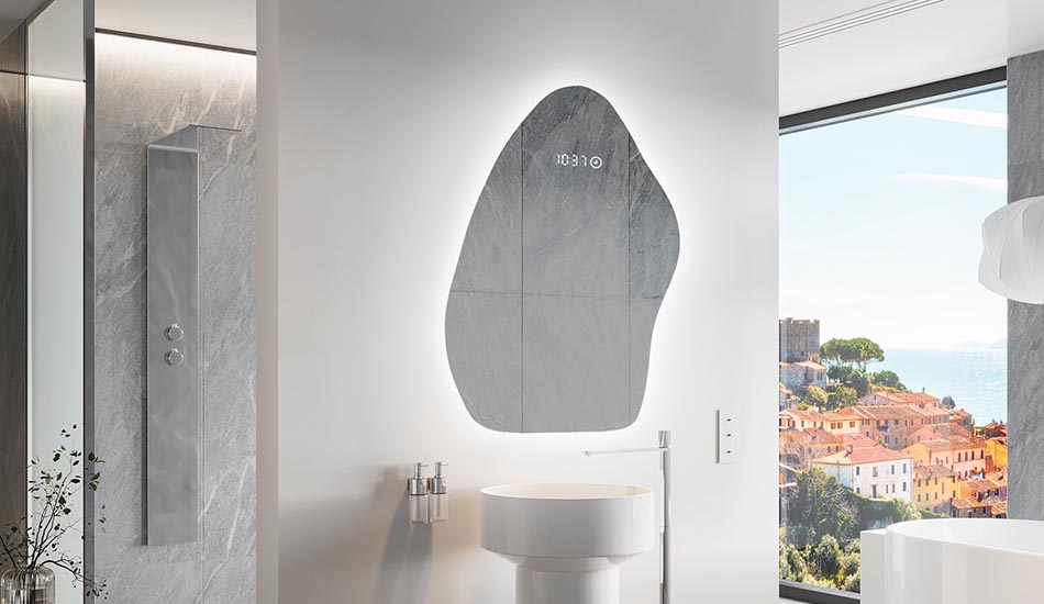 Oregelbundet spegel med mjukt omgivningsbelysning för eleganta interiörer | ARTFORMA