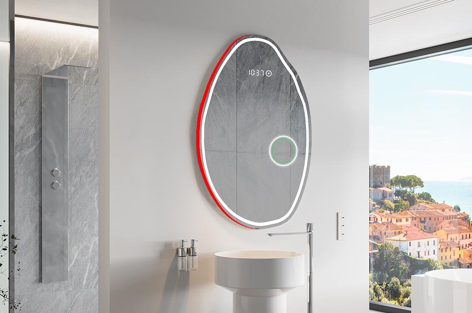 Oregelbundet spegel med mjukt omgivningsbelysning för eleganta interiörer | ARTFORMA