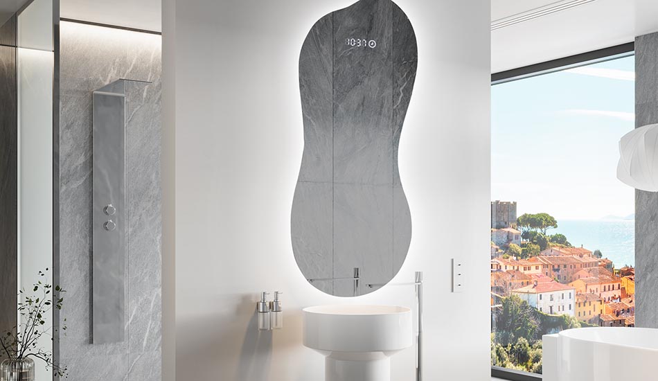 Oregelbundet spegel med mjukt omgivningsbelysning för eleganta interiörer | ARTFORMA