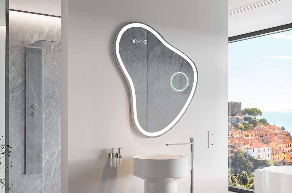 Oregelbundet spegel med mjukt omgivningsbelysning för eleganta interiörer | ARTFORMA