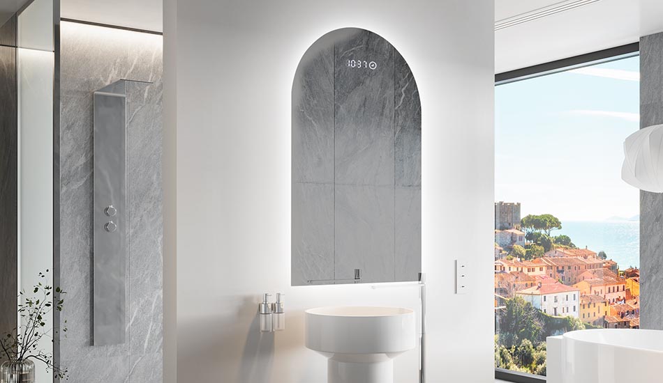 Oregelbundet spegel med mjukt omgivningsbelysning för eleganta interiörer | ARTFORMA