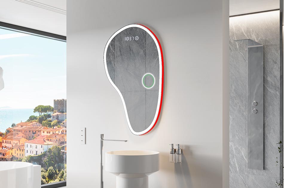 Oregelbundet spegel med mjukt omgivningsbelysning för eleganta interiörer | ARTFORMA