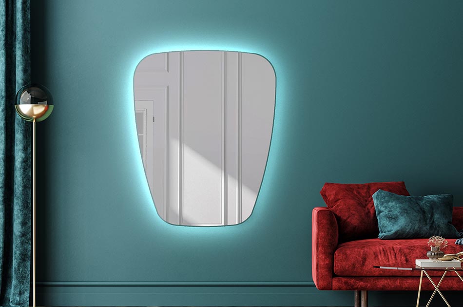 Oregelbundet spegel med mjukt omgivningsbelysning för eleganta interiörer | ARTFORMA