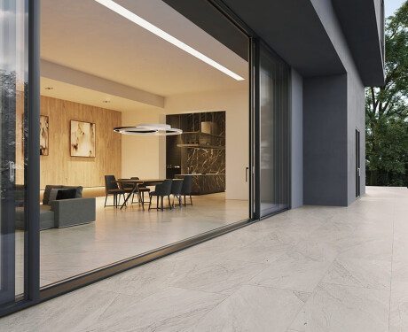 Glaserad keramikplatta för golv, 120x280 cm, grå sten, matt, A4H1129 Agathos Grey