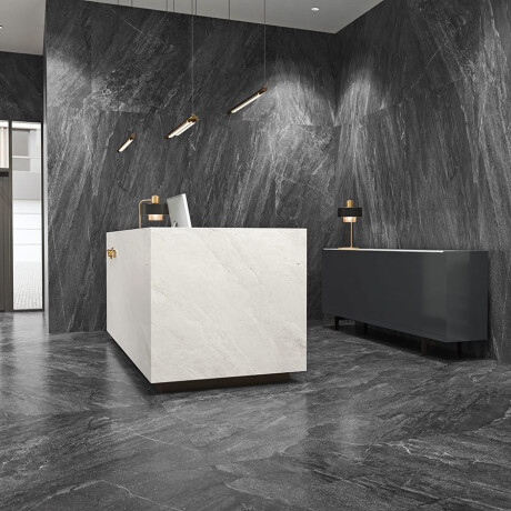 Glaserad keramikplatta för golv, 120x120 cm, antracit, stenmatt, A4H1138 Agathos Anthracite #8