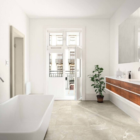 Gres för golv, 60x120, ljusgrå med en varm beige nyans och ådring, matt, A4H140 Ermetica Bianco #1