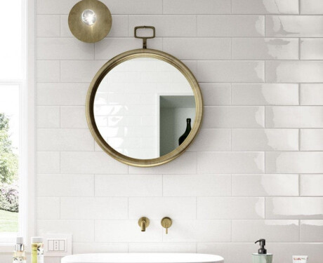Keramisk väggplatta 10x30, vit, blank, plan, A4H17 Blanco Brillo