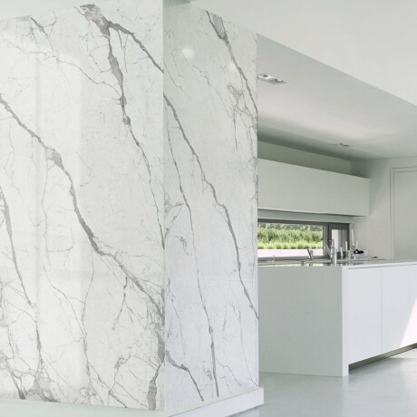 Storformatsplatta i glansigt porslinsklinker, 120x270 cm, med grå ådring, rektifierad A4H451 Statuario Superiore #6