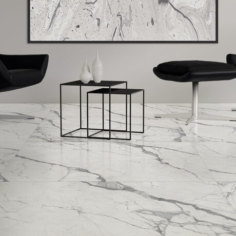 Glaserad golvplatta 120x120 cm, matt med grå ådring, rektifierad A4H455 Statuario Superiore #3