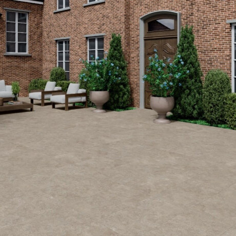 Gres för golv 100x100, tvärskuren travertin, matt, gråbeige taupe A4H499 Chrono Stone #3