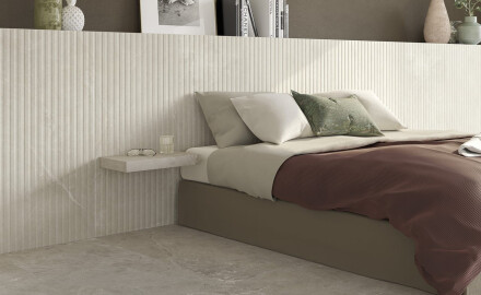 Räfflad keramikplatta för golv, 60x120, ljusgrå, matt, A4H510 Rigat-One Ermetica Bianco