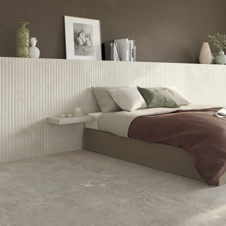 Räfflad keramikplatta för golv, 60x120, ljusgrå, matt, A4H510 Rigat-One Ermetica Bianco #1
