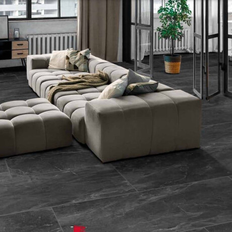 Glaserad keramikplatta för golv, 60x120 cm, matt svart, rektifierad, A4H85 Iroc Black #18