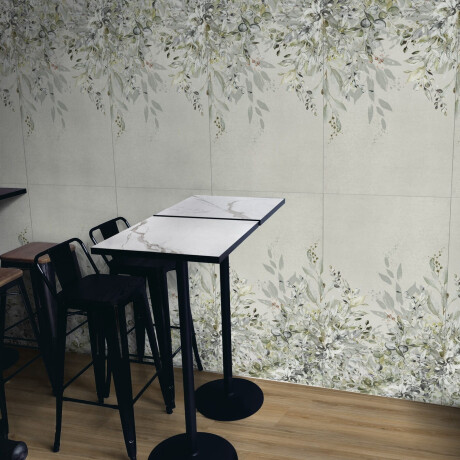 Väggplattor i gres, 60x120 cm, gråa med blommönster, matt, A4H918 Flower #3