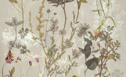 Väggplattor 60x120 cm, grå med blommönster, matt, A4H919 Glame