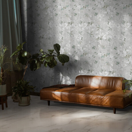 Väggplattor 60x120 cm, gråa med blommönster, matt, A4H923 Lirio #1