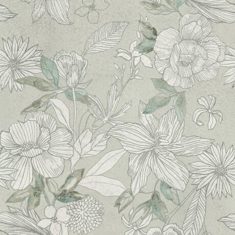 Väggplattor 60x120 cm, gråa med blommönster, matt, A4H923 Lirio #4