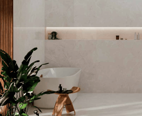Storformatsklinker 100x100, marmor med ådring, blank yta A4H941 Saffire Cream