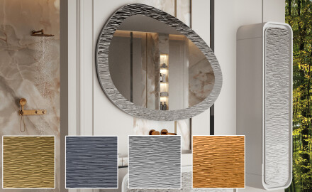 Asymmetrisk badrumsspegel med metallram L292