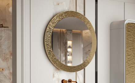 Rund spegel med dekorativ metallfinish L288