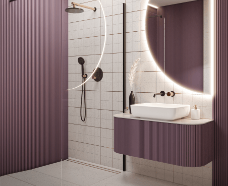 Walk-in skåp transparent glas svart profil