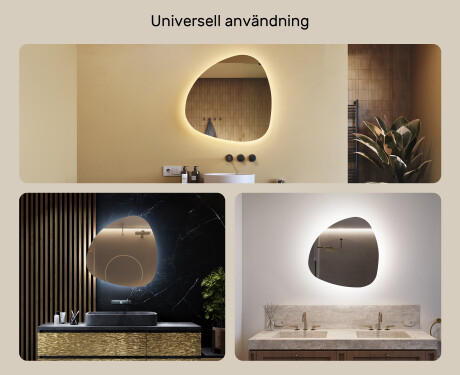 LED Badrumsspegel med oregelbunden form 74x74cm med kallt LED-ljus 7000K, varmt ljus 3000K eller neutralt ljus 4500K #2