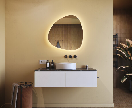 LED Badrumsspegel med oregelbunden form 74x74cm med kallt LED-ljus 7000K, varmt ljus 3000K eller neutralt ljus 4500K #8