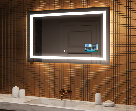 Badrumsspegel med LED-belysning Spegel L15 120x80cm - SmartScreen, DualColor, Värmemattor